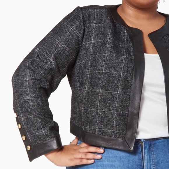 Pari Passu Jessica Black Tweed Cropped Jacket w Shoulder Pads (Sleeves Tailored) - Picture 6 of 11